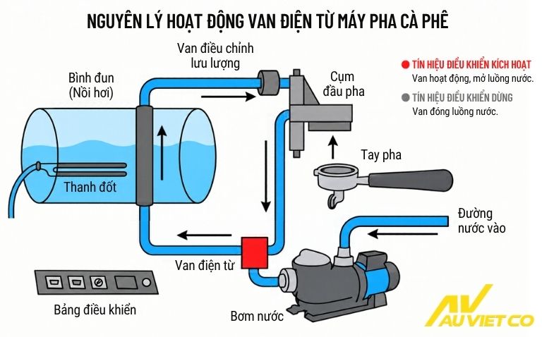 Van Điện Từ Máy Pha Cà Phê: Cấu Tạo Và Vai Trò 7 Nguyên lý hoạt động van điện từ máy pha cà phê